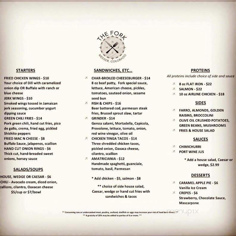 The Fork - Meeker, CO menu_pic