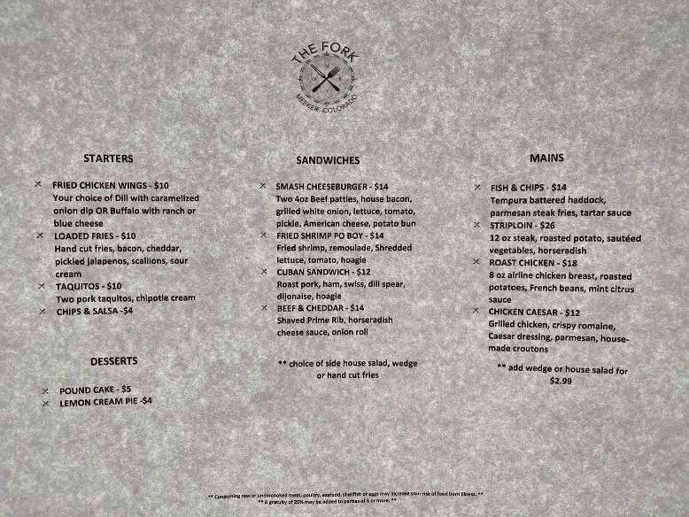 The Fork - Meeker, CO menu_pic