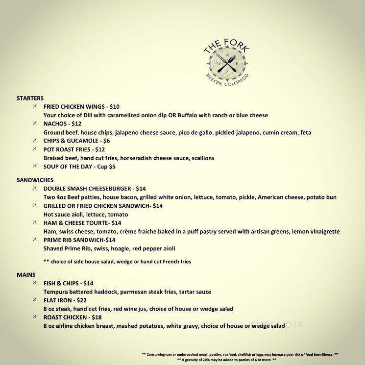 The Fork - Meeker, CO menu_pic