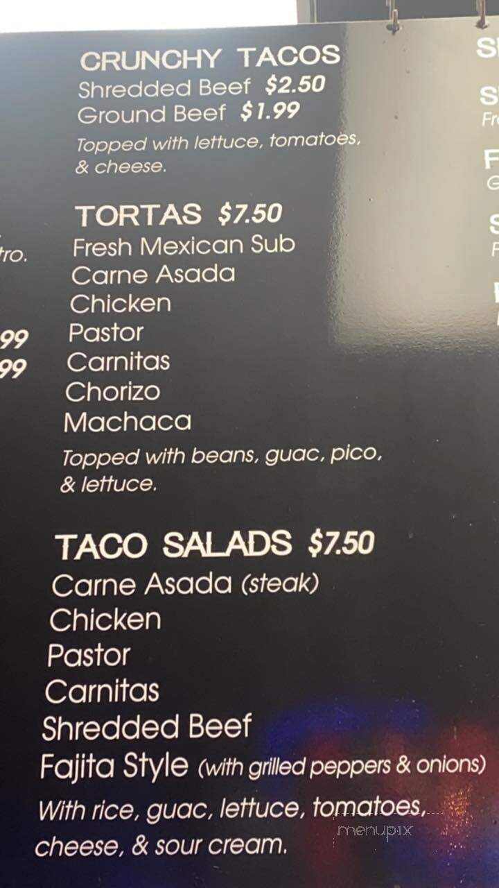West Coast Taco Shop - Franklin, TN menu_pic