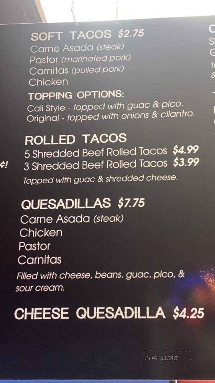 West Coast Taco Shop - Franklin, TN menu_pic