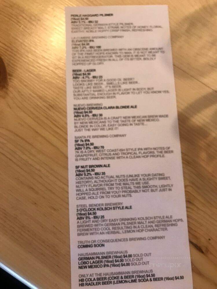 Hausammann Brewhaus - Albuquerque, NM menu_pic