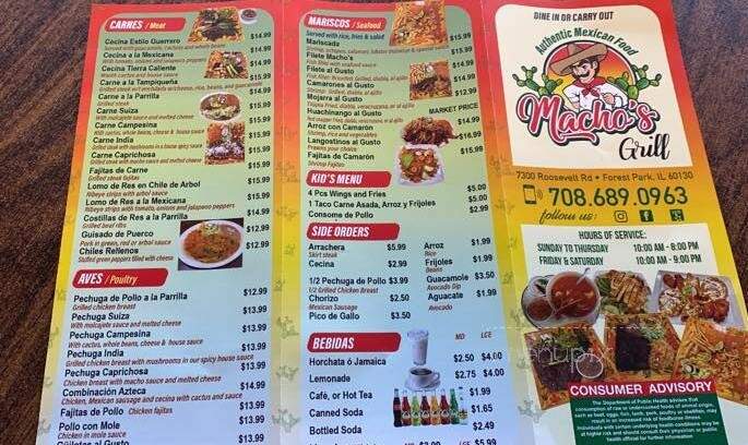 Macho's Grill - Forest Park, IL menu_pic
