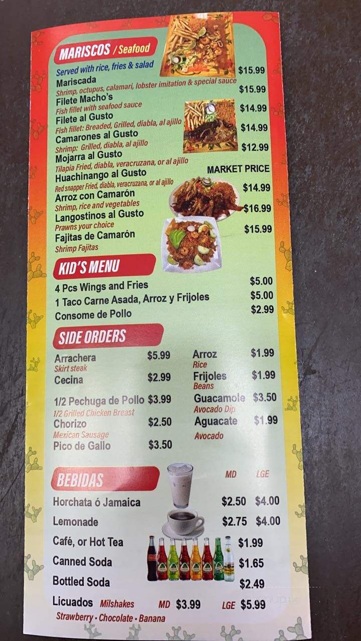 Macho's Grill - Forest Park, IL menu_pic