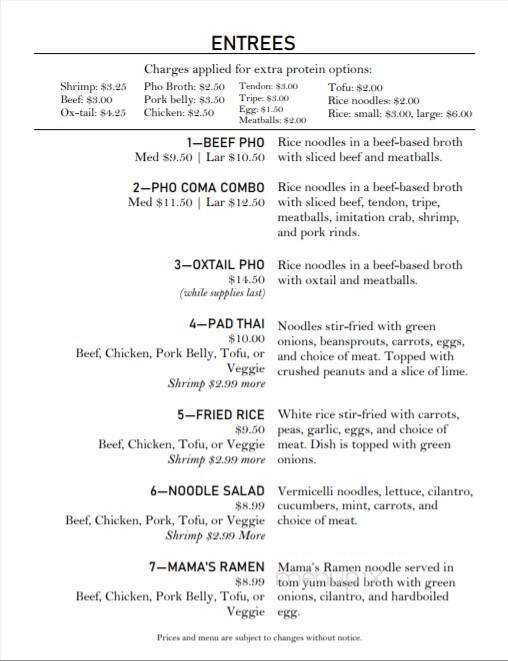 PhoComa - Green Bay, WI menu_pic