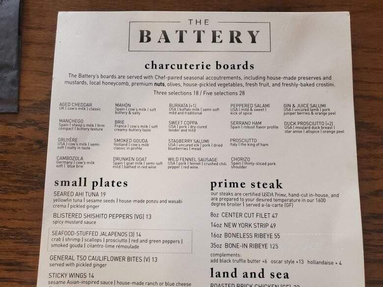 The Battery - Tampa Bay, FL menu_pic