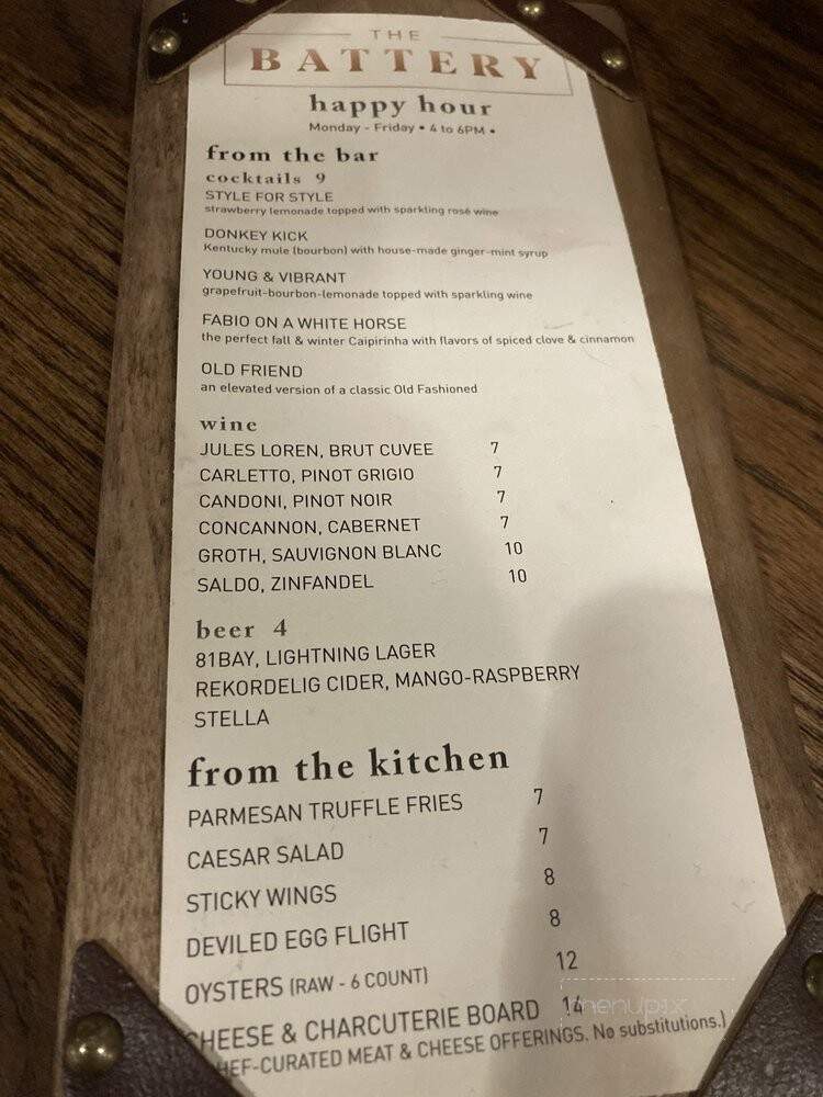 The Battery - Tampa Bay, FL menu_pic