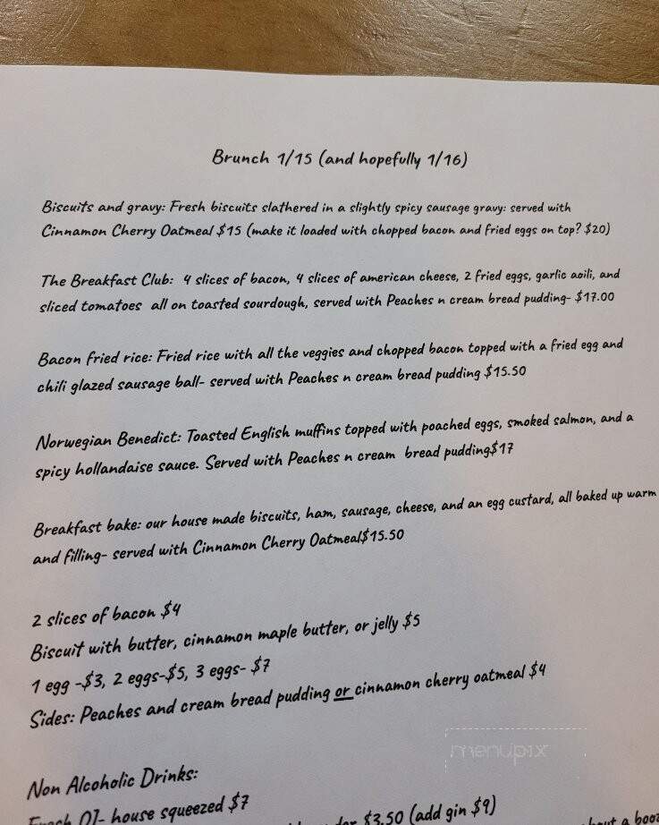 Cafe de Fae - Paducah, KY menu_pic