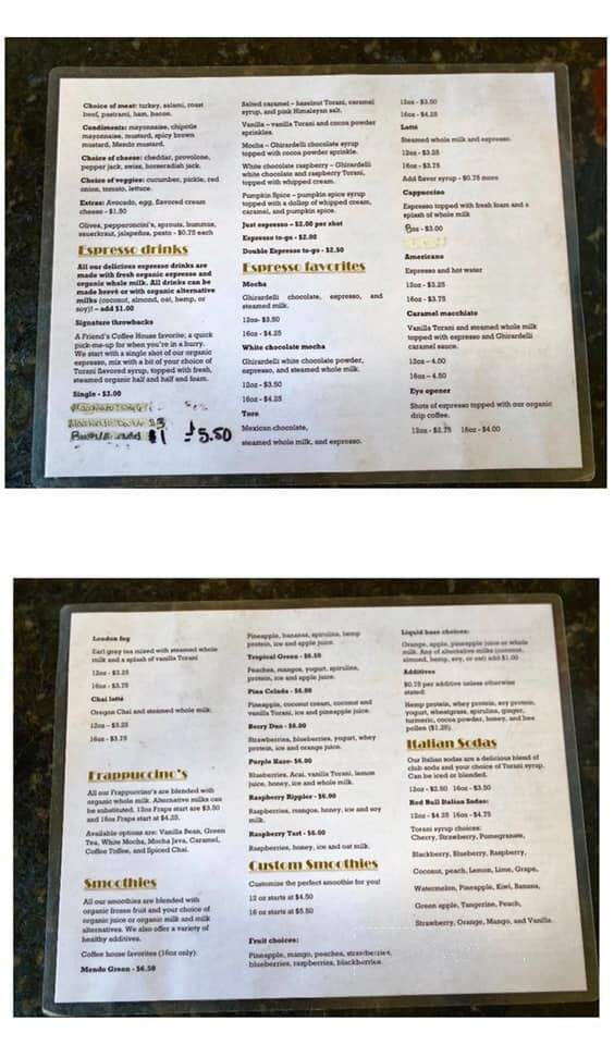 Friends Coffee House - Laytonville, CA menu_pic