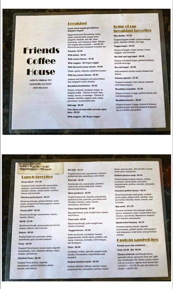 Friends Coffee House - Laytonville, CA menu_pic