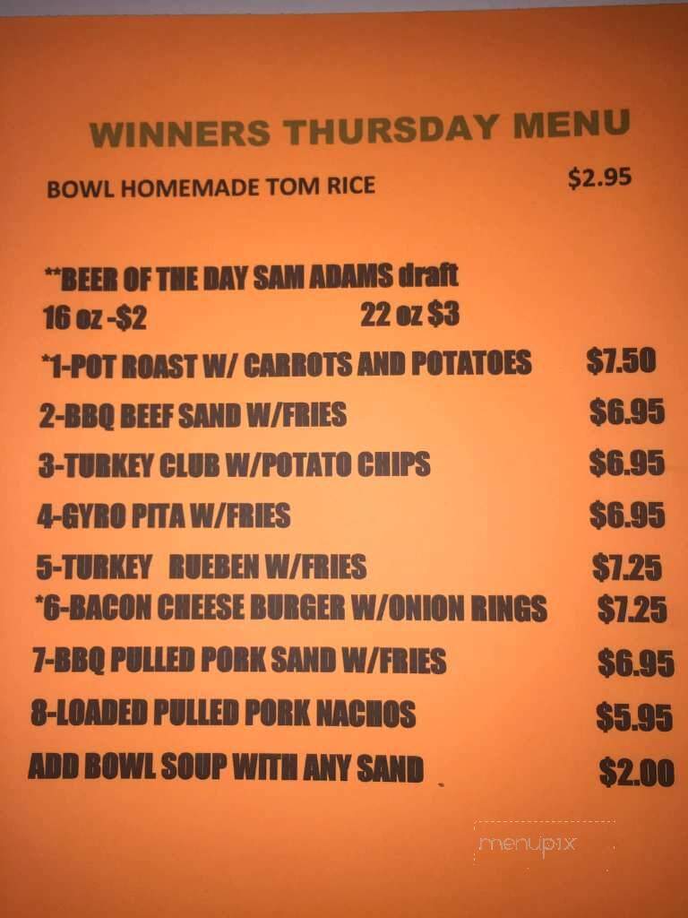 Winner's Bar and Grill - Clinton Township, MI menu_pic