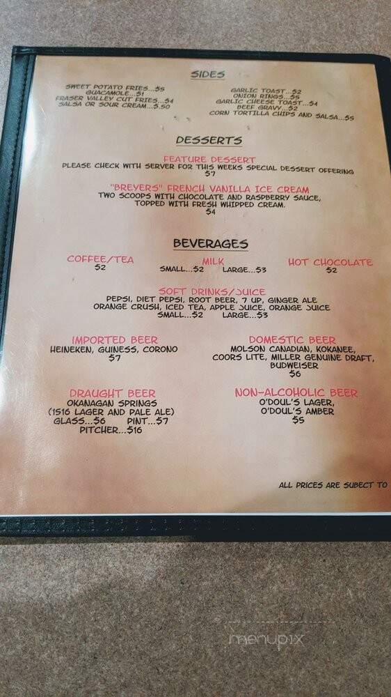 McKia's Restaurant - Osoyoos, BC menu_pic