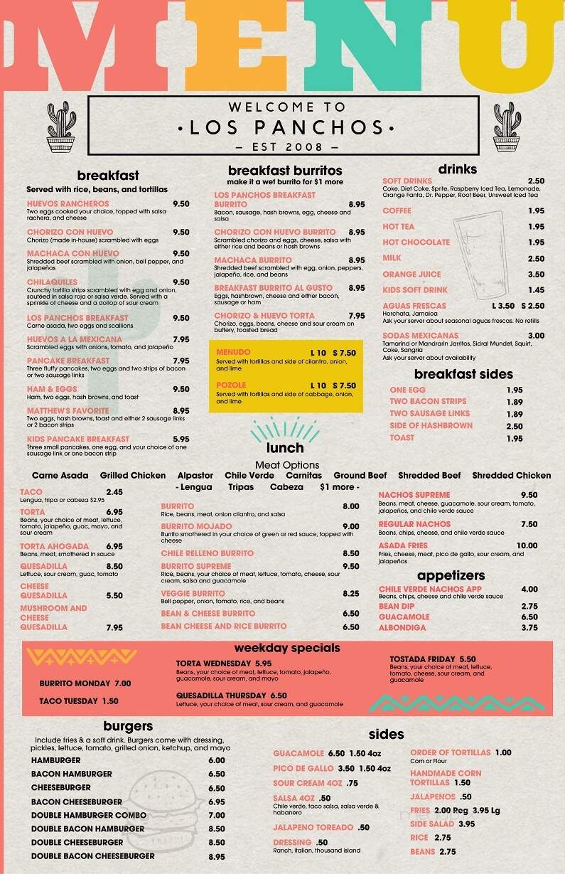 Los Panchos - Exeter, CA menu_pic