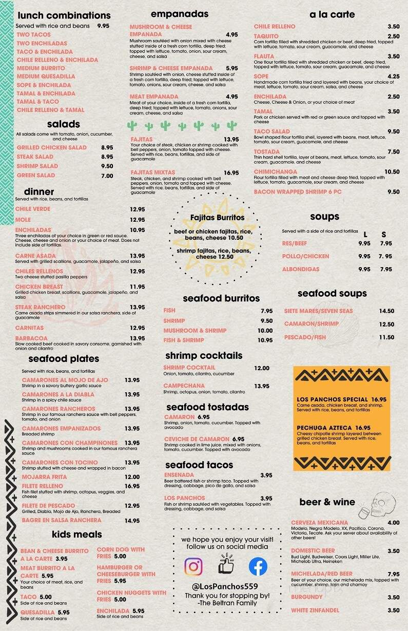 Los Panchos - Exeter, CA menu_pic