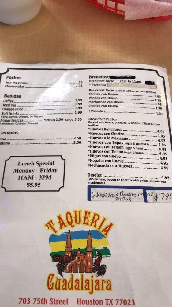 Taqueria Guadalajara - Houston, TX menu_pic