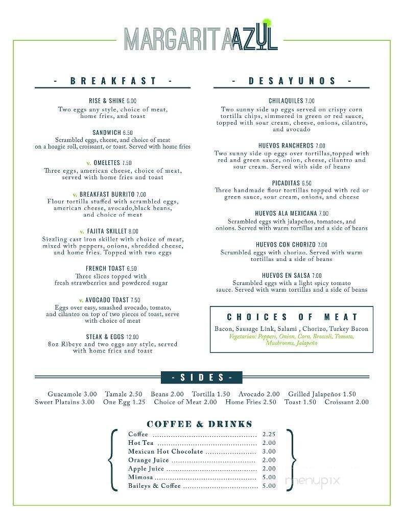 Margarita Azul - Bear Creek, PA menu_pic