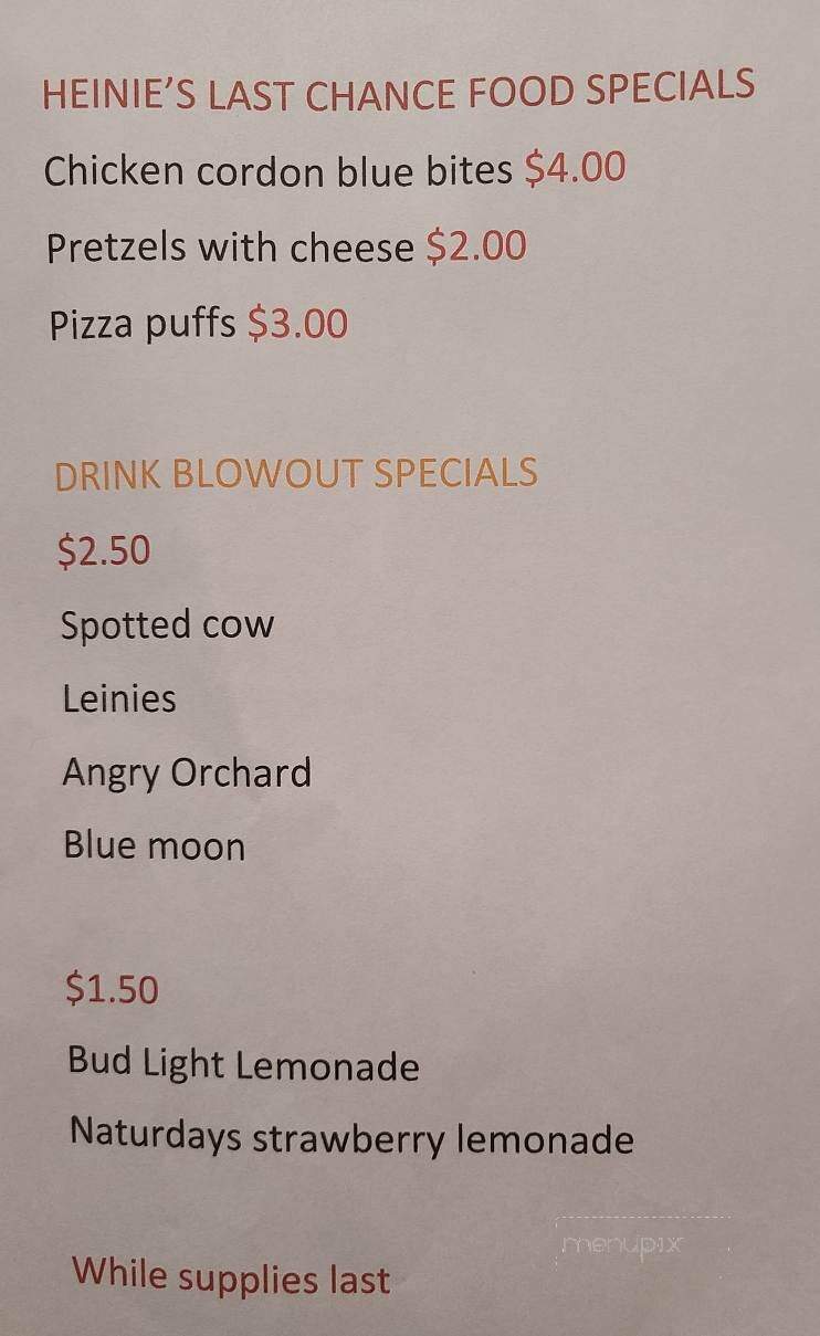Heine's Tavern - Mauston, WI menu_pic