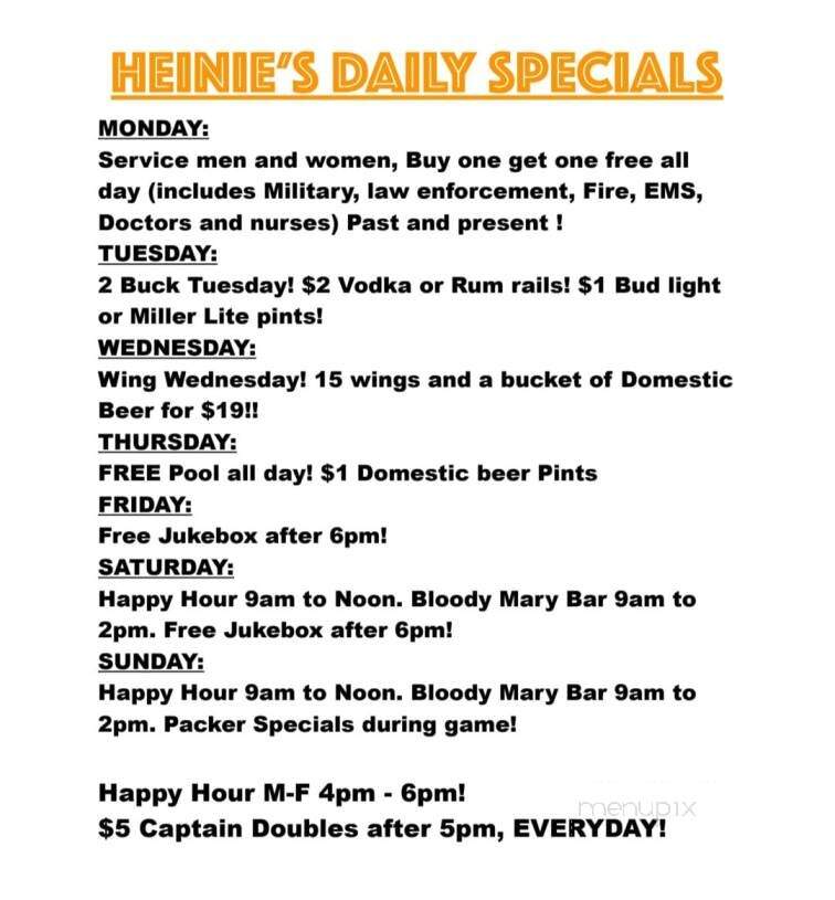 Heine's Tavern - Mauston, WI menu_pic