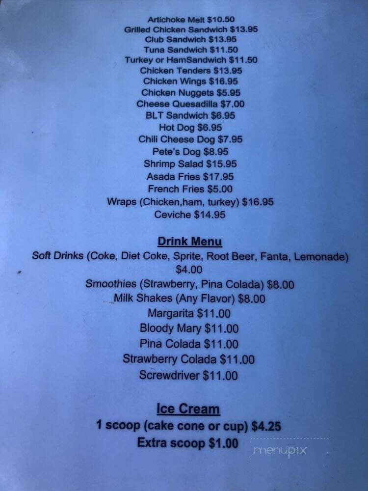 Pete's Plaza Cafe - Avalon, CA menu_pic