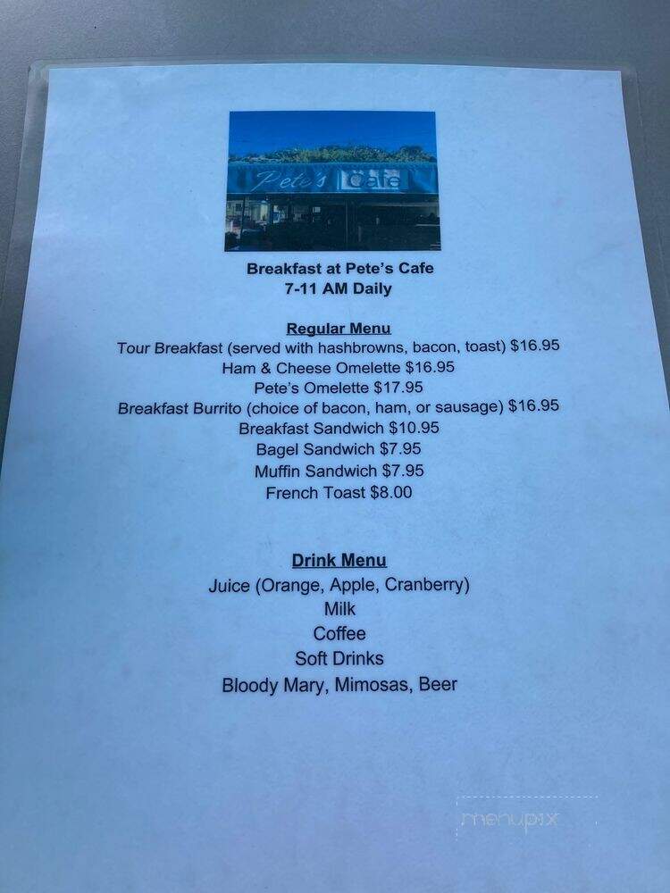 Pete's Plaza Cafe - Avalon, CA menu_pic