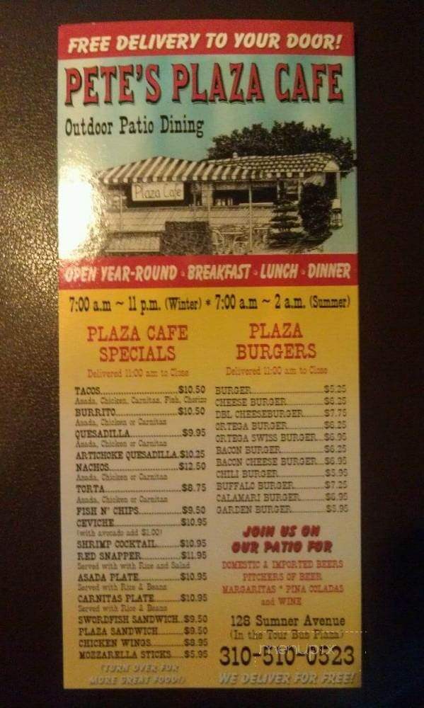 Pete's Plaza Cafe - Avalon, CA menu_pic