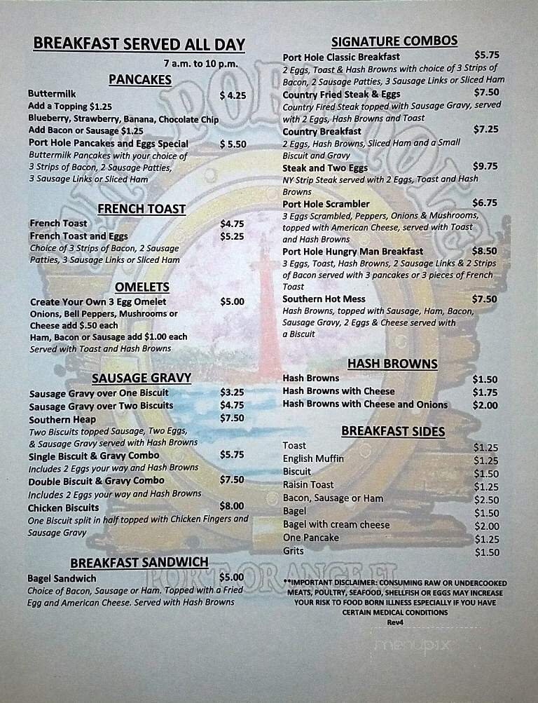 Port Hole - Port Orange, FL menu_pic