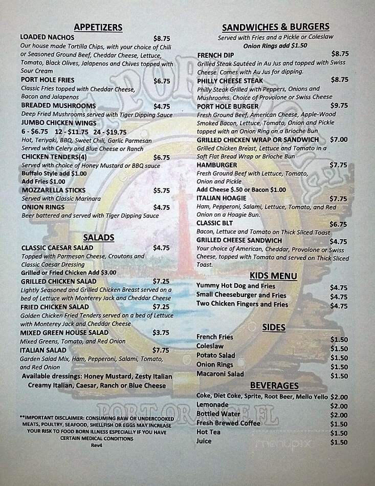 Port Hole - Port Orange, FL menu_pic