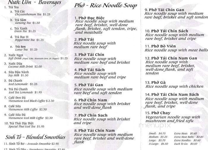 Pho Mimosa - Snohomish, WA menu_pic