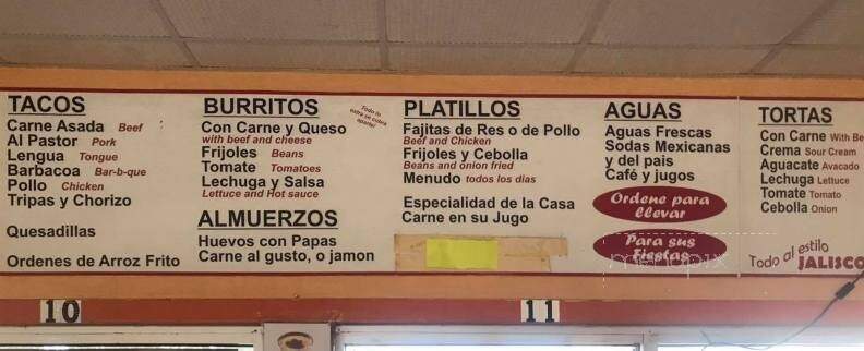 Taqueria Chanos - Dallas, TX menu_pic