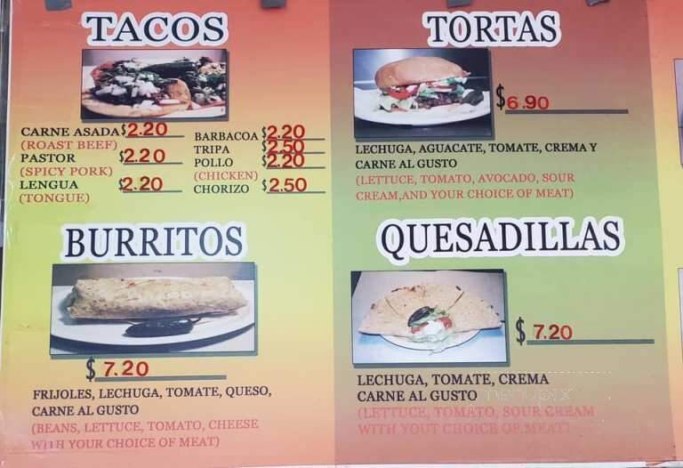 Taqueria Chanos - Dallas, TX menu_pic