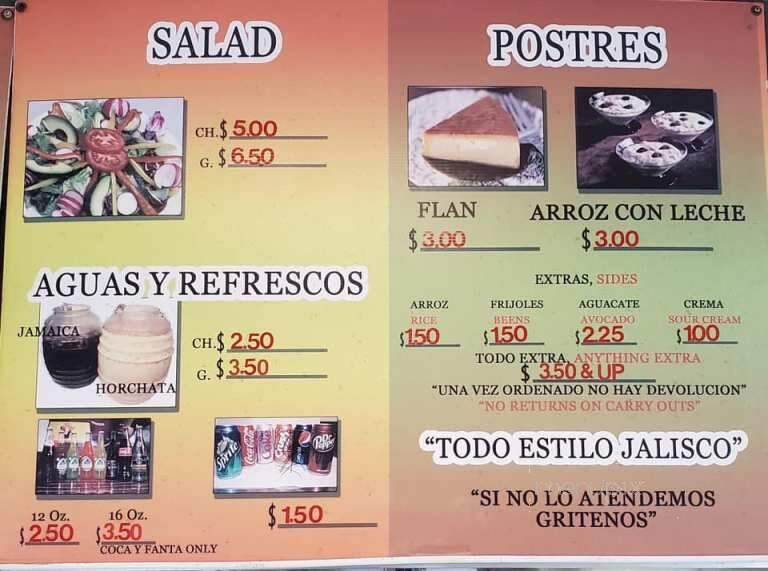 Taqueria Chanos - Dallas, TX menu_pic