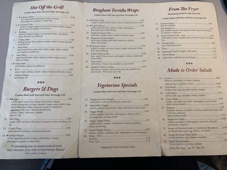 Bingham Cafe - Bingham Farms, MI menu_pic