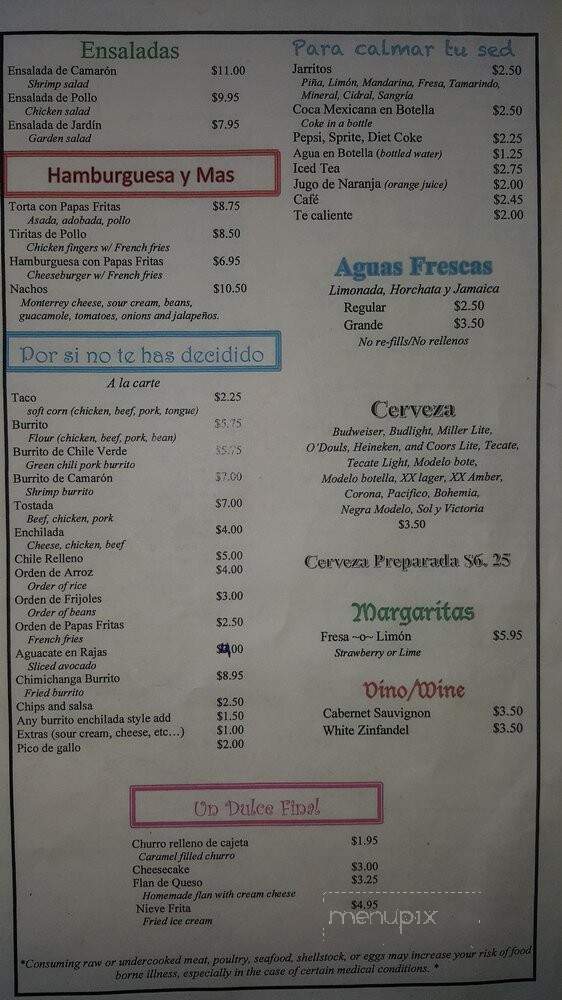 La Playita Restaurant - Las Vegas, NV menu_pic
