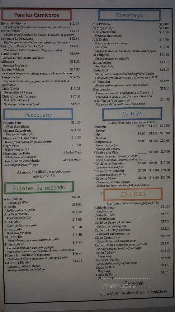 La Playita Restaurant - Las Vegas, NV menu_pic