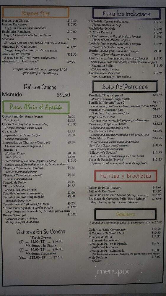 La Playita Restaurant - Las Vegas, NV menu_pic