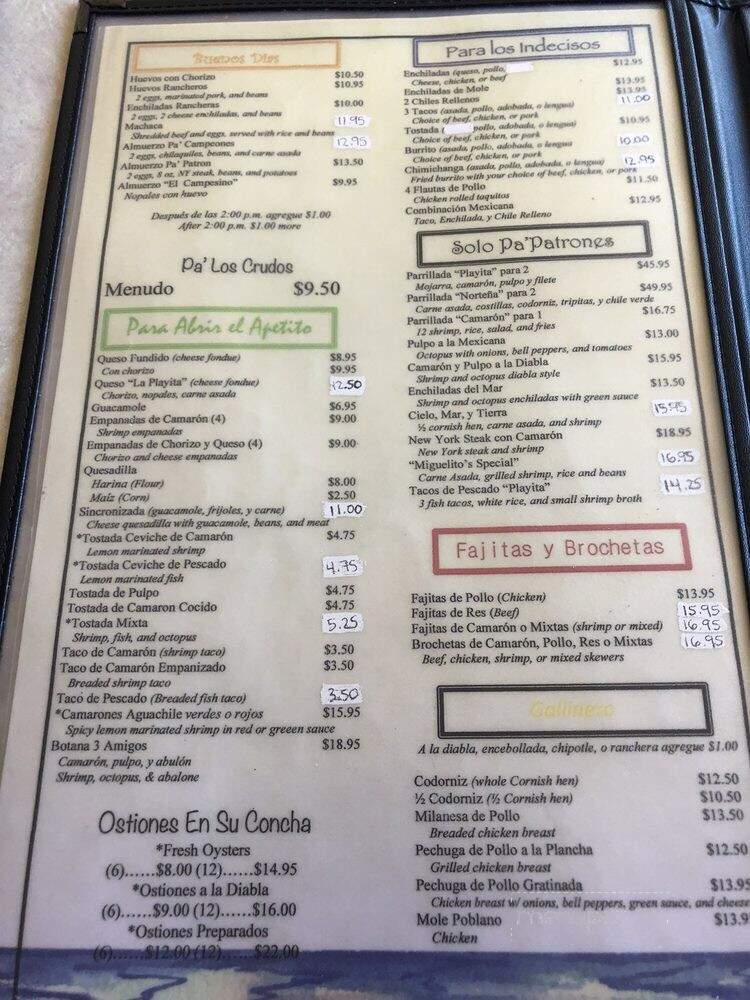 La Playita Restaurant - Las Vegas, NV menu_pic