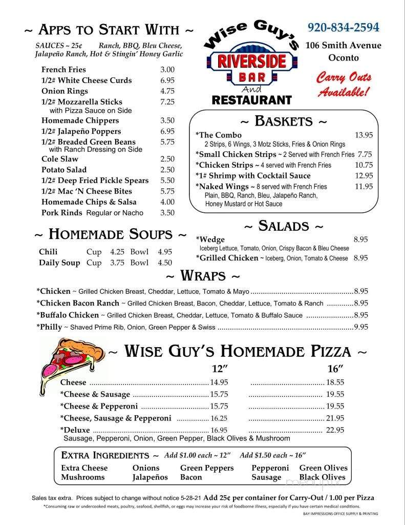 Riverside Bar & Grill - Oconto, WI menu_pic
