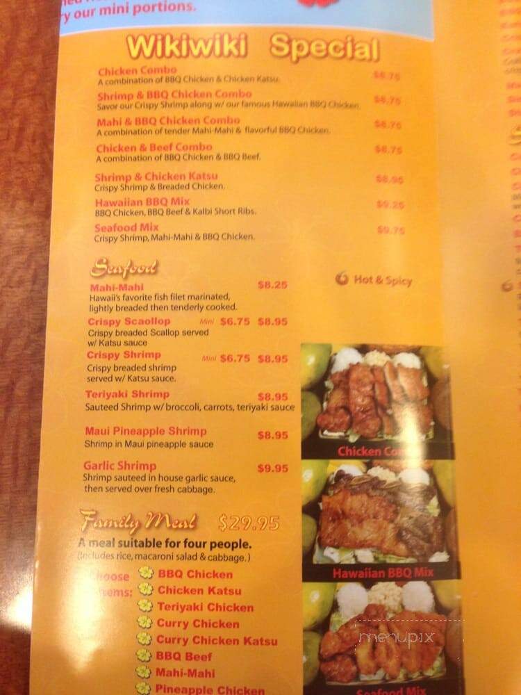 Wikiwiki Hawaiian BBQ - El Segundo, CA menu_pic