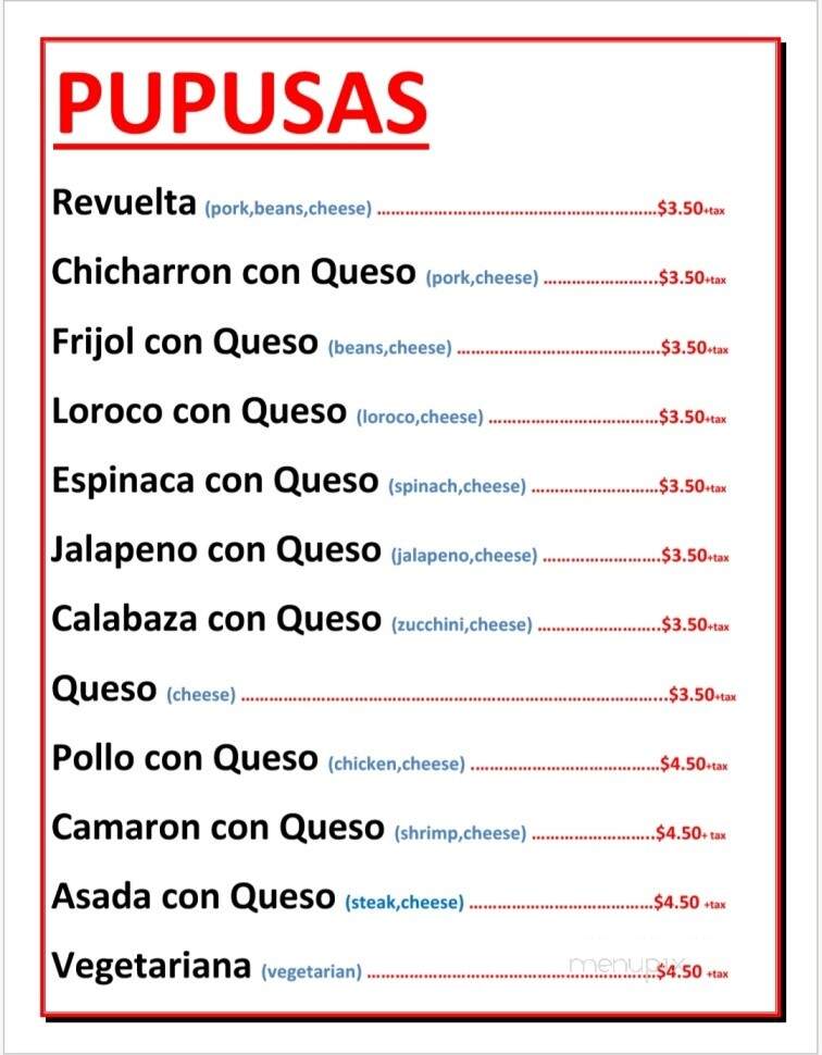 Pupuseria Salvadorena - Long Beach, CA menu_pic