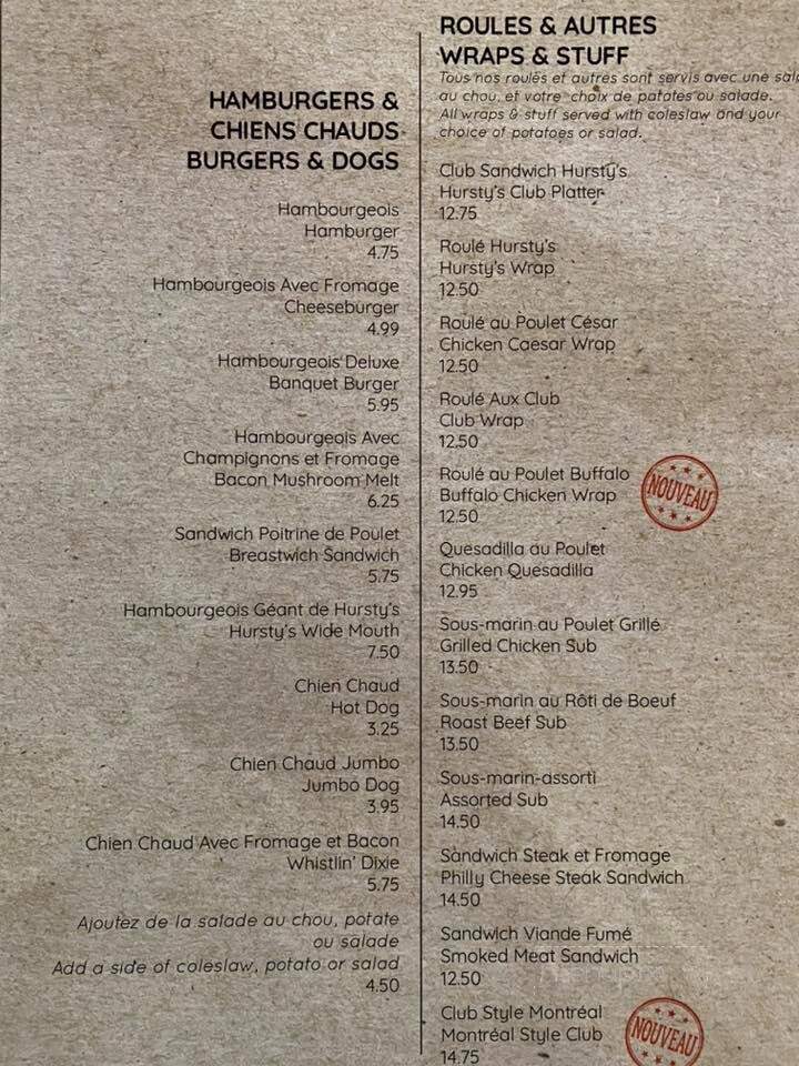 Hursty's Bar & Grill - Stanstead, QC menu_pic