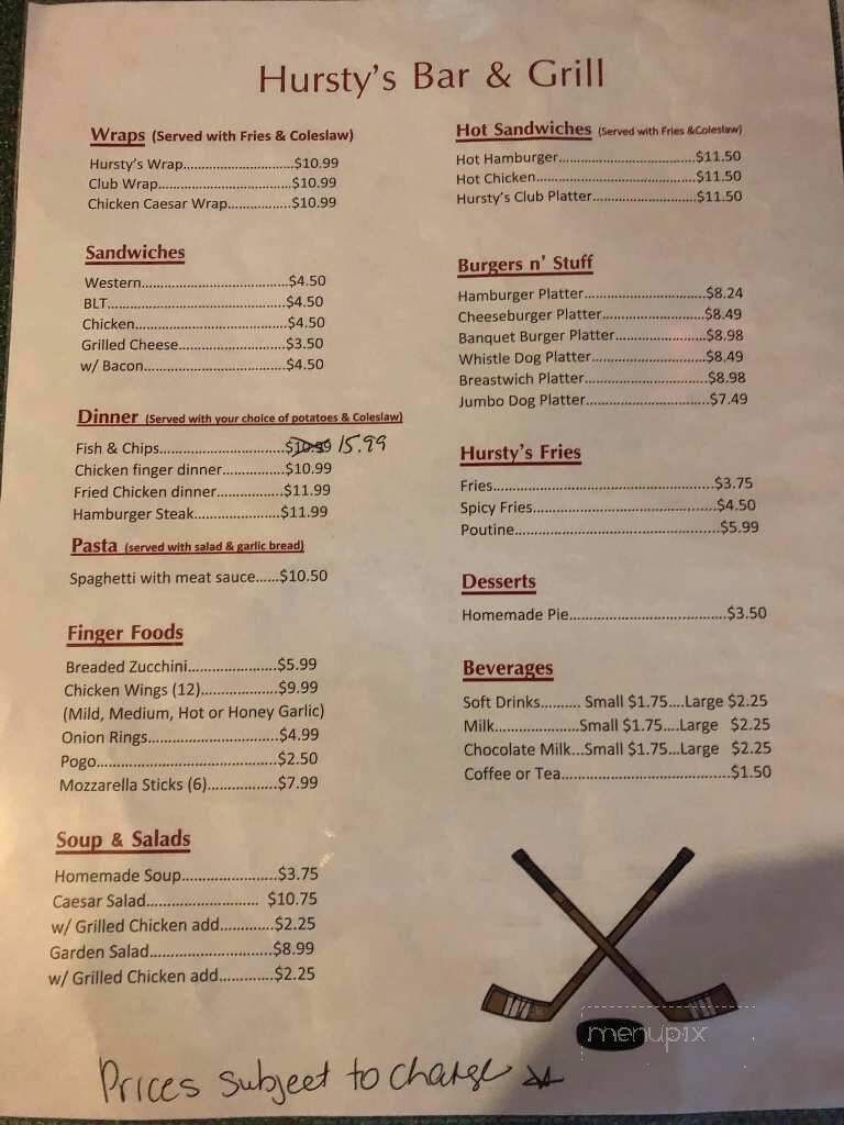 Hursty's Bar & Grill - Stanstead, QC menu_pic