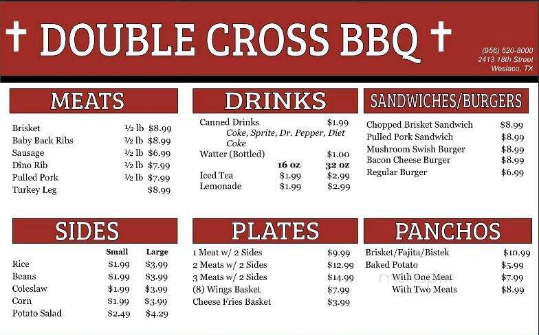 Double Cross BBQ - Weslaco, TX menu_pic