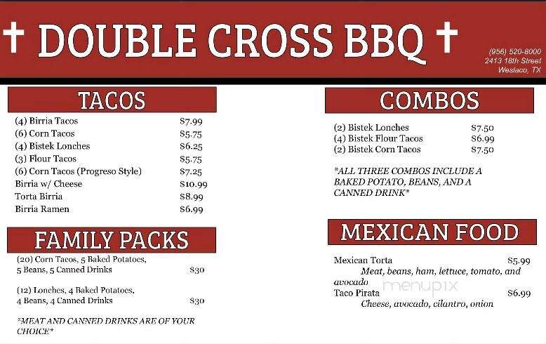 Double Cross BBQ - Weslaco, TX menu_pic
