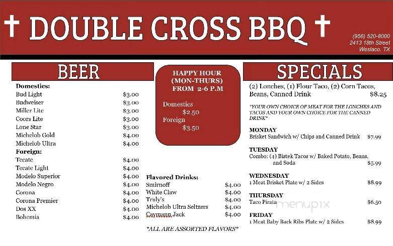 Double Cross BBQ - Weslaco, TX menu_pic