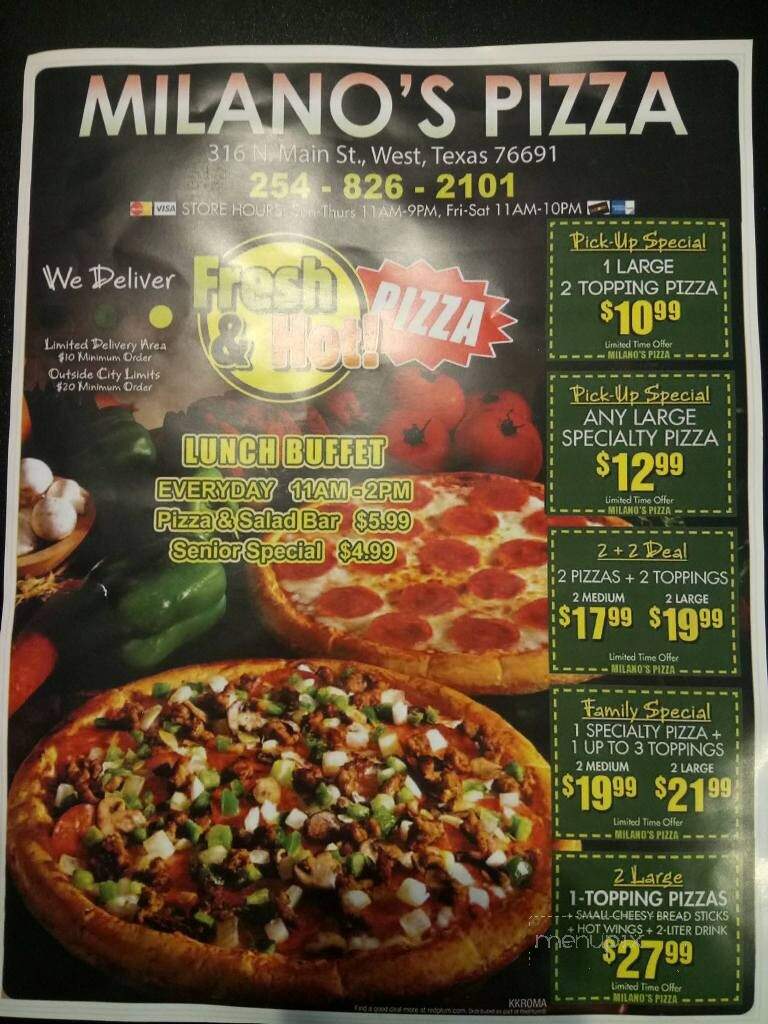 Milanos Pizza - West, TX