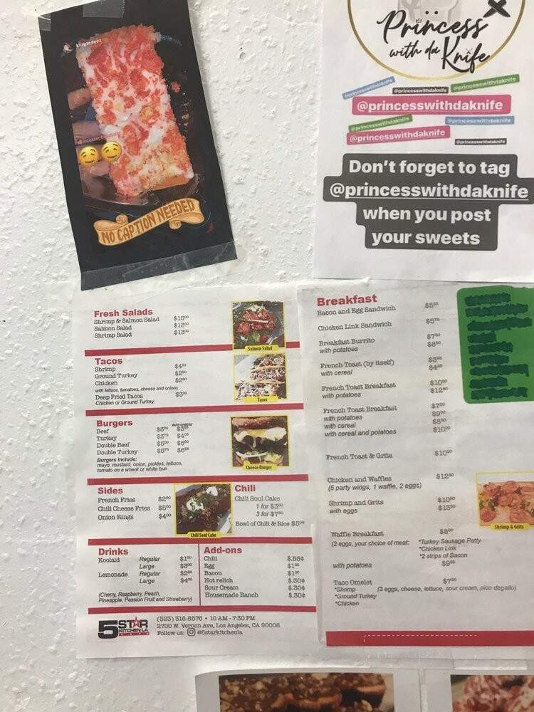 5 Star Kitchen - Los Angeles, CA menu_pic