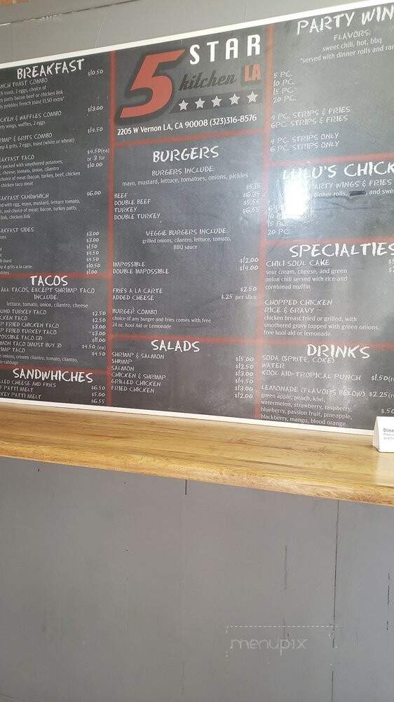 5 Star Kitchen - Los Angeles, CA menu_pic