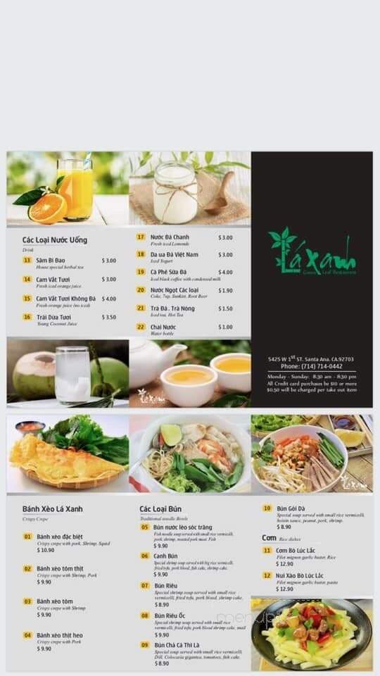 La Xanh - Santa Ana, CA menu_pic