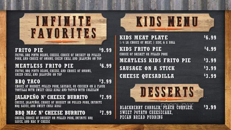 Infinite BBQ - Los Alamos, NM menu_pic