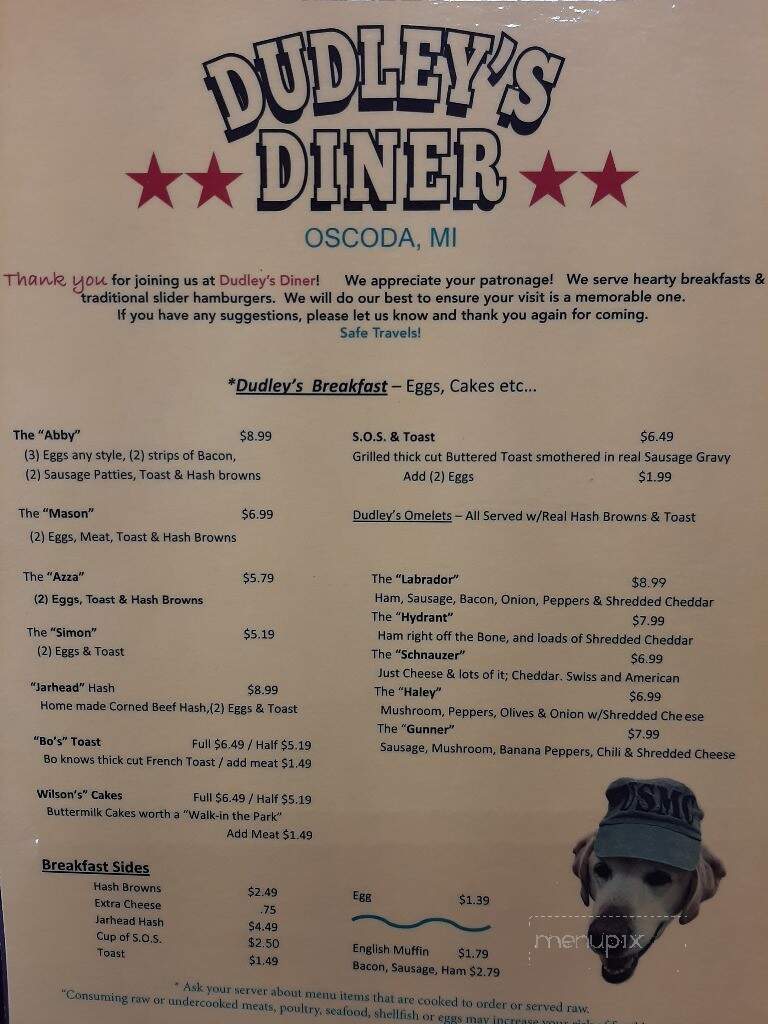 Dudley's Diner - Oscoda, MI menu_pic